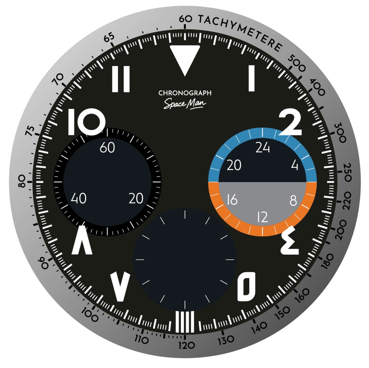 The dial drawn with the full set of numerals in both scripts