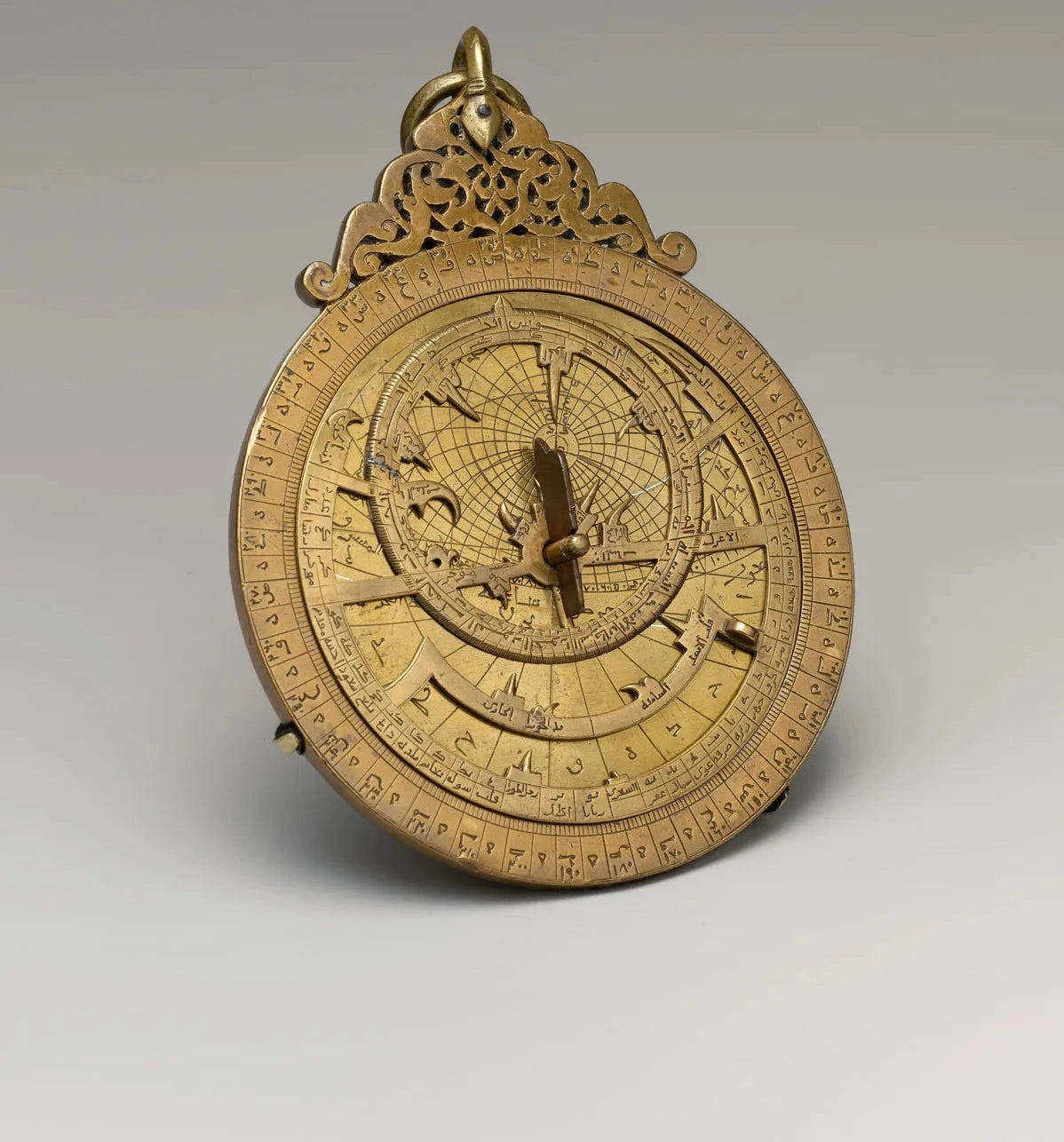 The planet Saturn against the stars, the first clock